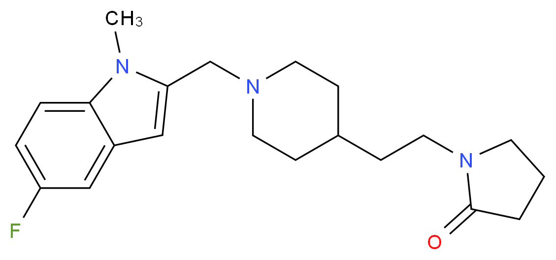 1-(2-{1-[(5-fluoro-1-methyl-1H-indol-2-yl)methyl]-4-piperidinyl}ethyl)-2-pyrrolidinone_分子结构_CAS_)