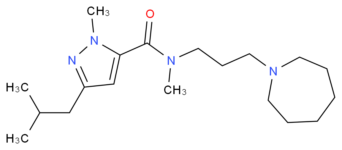 N-[3-(1-azepanyl)propyl]-3-isobutyl-N,1-dimethyl-1H-pyrazole-5-carboxamide_分子结构_CAS_)