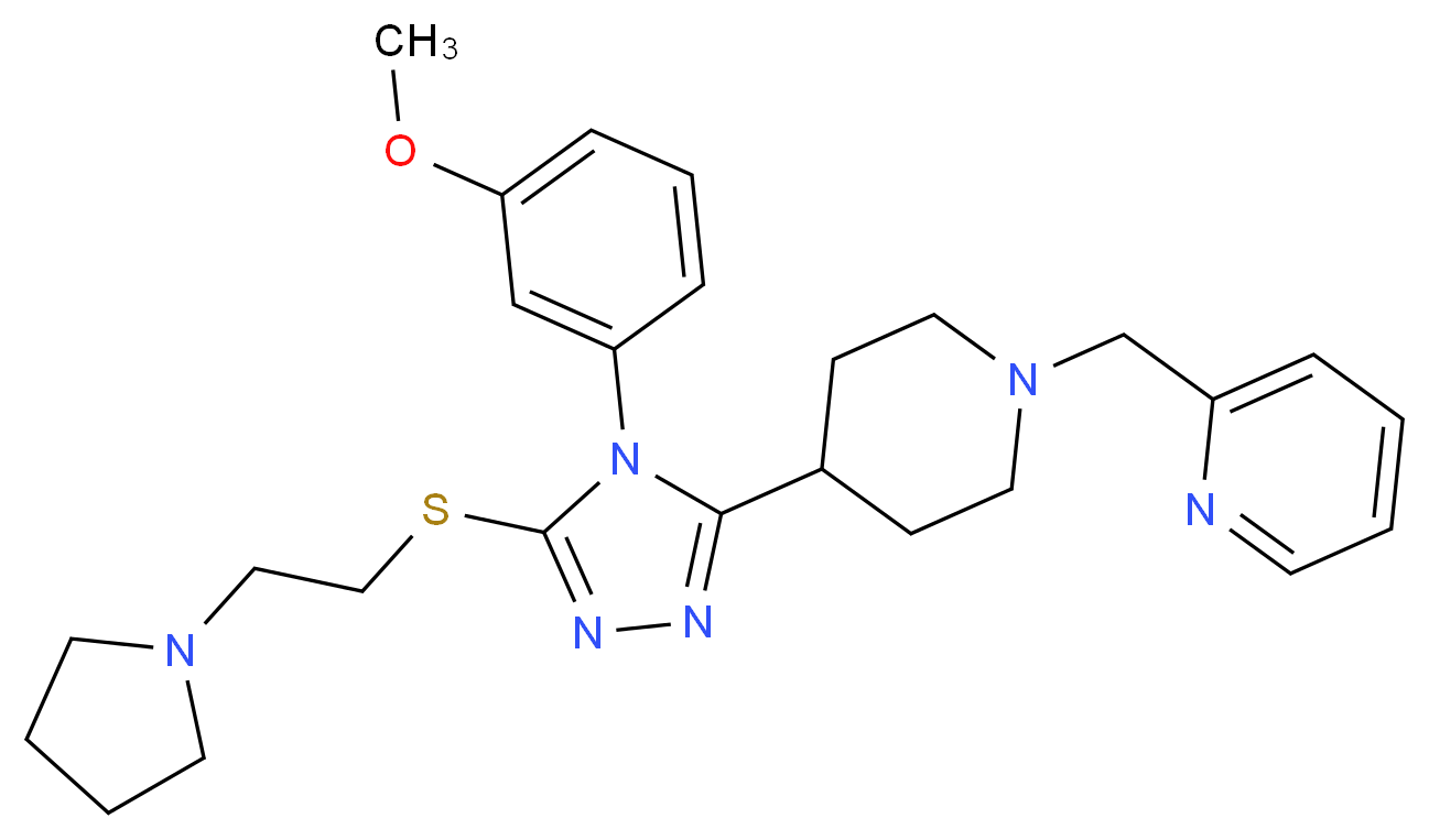2-{[4-(4-(3-methoxyphenyl)-5-{[2-(1-pyrrolidinyl)ethyl]thio}-4H-1,2,4-triazol-3-yl)-1-piperidinyl]methyl}pyridine_分子结构_CAS_)