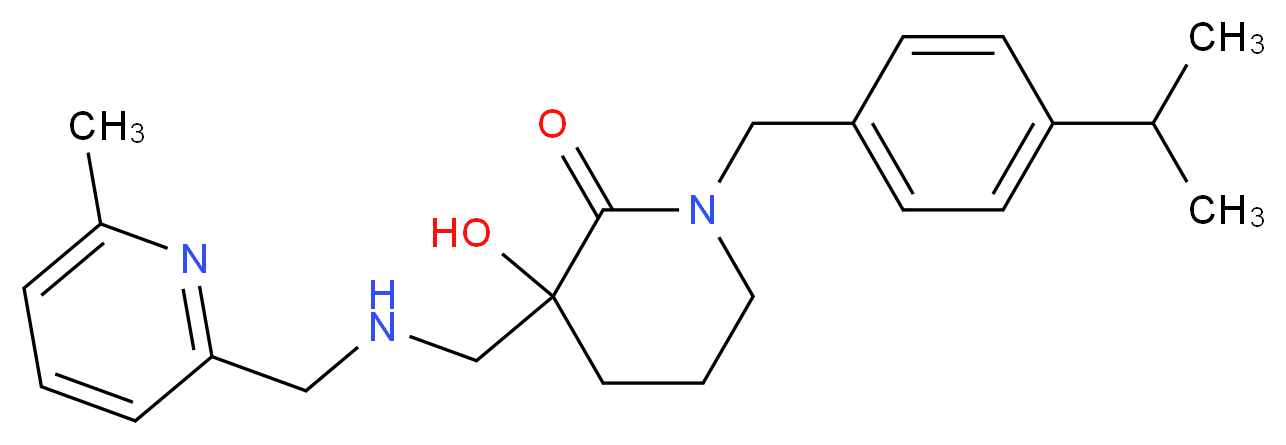 3-hydroxy-1-(4-isopropylbenzyl)-3-({[(6-methylpyridin-2-yl)methyl]amino}methyl)piperidin-2-one_分子结构_CAS_)
