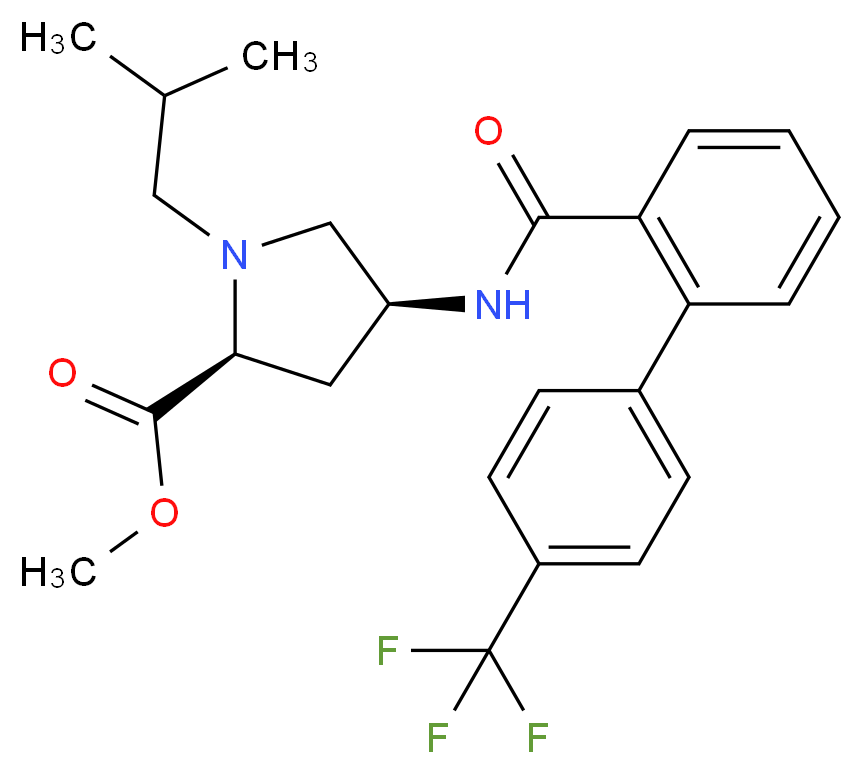 methyl (4S)-1-isobutyl-4-({[4'-(trifluoromethyl)-2-biphenylyl]carbonyl}amino)-L-prolinate_分子结构_CAS_)