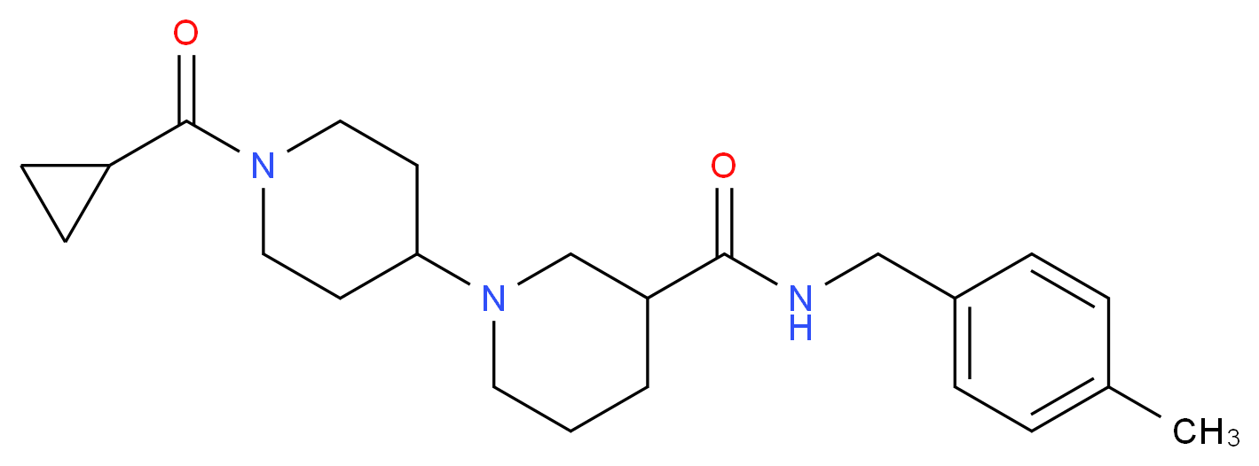 1'-(cyclopropylcarbonyl)-N-(4-methylbenzyl)-1,4'-bipiperidine-3-carboxamide_分子结构_CAS_)