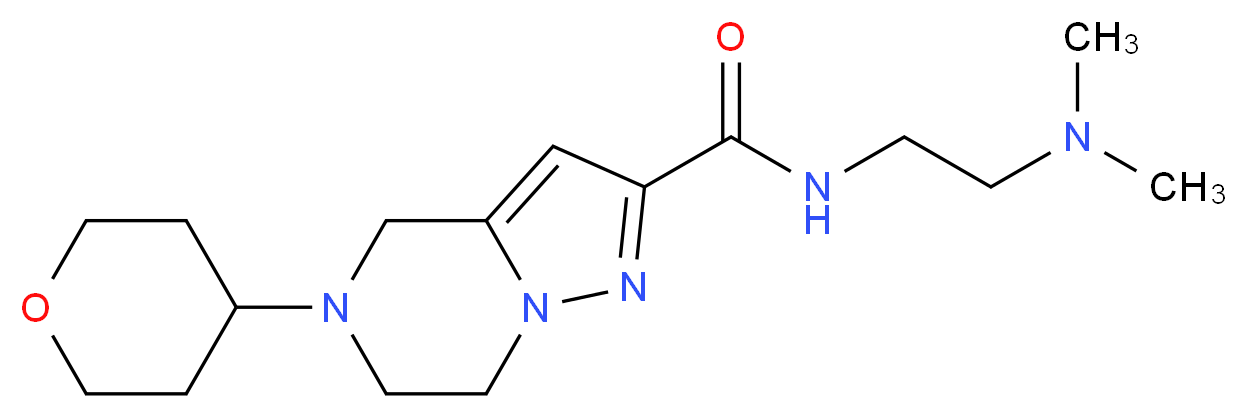 N-[2-(dimethylamino)ethyl]-5-(tetrahydro-2H-pyran-4-yl)-4,5,6,7-tetrahydropyrazolo[1,5-a]pyrazine-2-carboxamide_分子结构_CAS_)