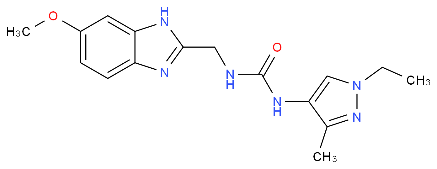N-(1-ethyl-3-methyl-1H-pyrazol-4-yl)-N'-[(6-methoxy-1H-benzimidazol-2-yl)methyl]urea_分子结构_CAS_)