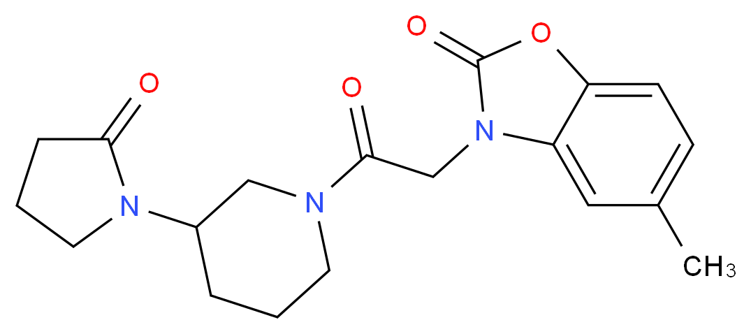 5-methyl-3-{2-oxo-2-[3-(2-oxopyrrolidin-1-yl)piperidin-1-yl]ethyl}-1,3-benzoxazol-2(3H)-one_分子结构_CAS_)