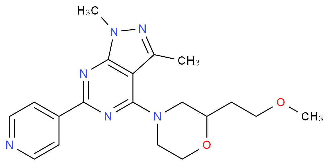4-[2-(2-methoxyethyl)-4-morpholinyl]-1,3-dimethyl-6-(4-pyridinyl)-1H-pyrazolo[3,4-d]pyrimidine_分子结构_CAS_)