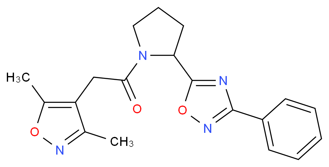 5-{1-[(3,5-dimethyl-4-isoxazolyl)acetyl]-2-pyrrolidinyl}-3-phenyl-1,2,4-oxadiazole_分子结构_CAS_)