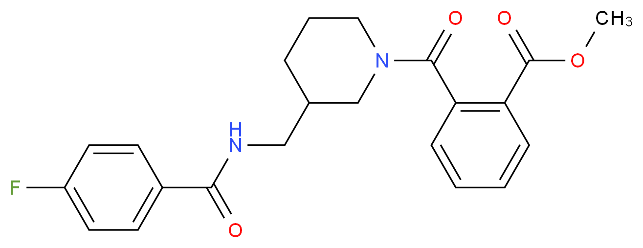 methyl 2-[(3-{[(4-fluorobenzoyl)amino]methyl}-1-piperidinyl)carbonyl]benzoate_分子结构_CAS_)