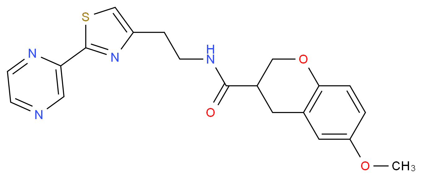 6-methoxy-N-{2-[2-(2-pyrazinyl)-1,3-thiazol-4-yl]ethyl}-3-chromanecarboxamide_分子结构_CAS_)