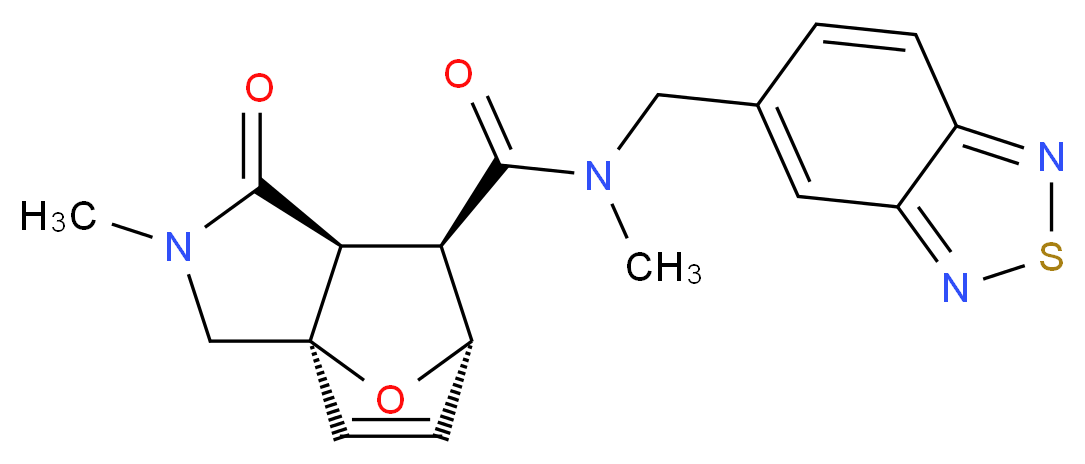 (1R*,5S*,6R*,7S*)-N-(2,1,3-benzothiadiazol-5-ylmethyl)-N,3-dimethyl-4-oxo-10-oxa-3-azatricyclo[5.2.1.0~1,5~]dec-8-ene-6-carboxamide_分子结构_CAS_)