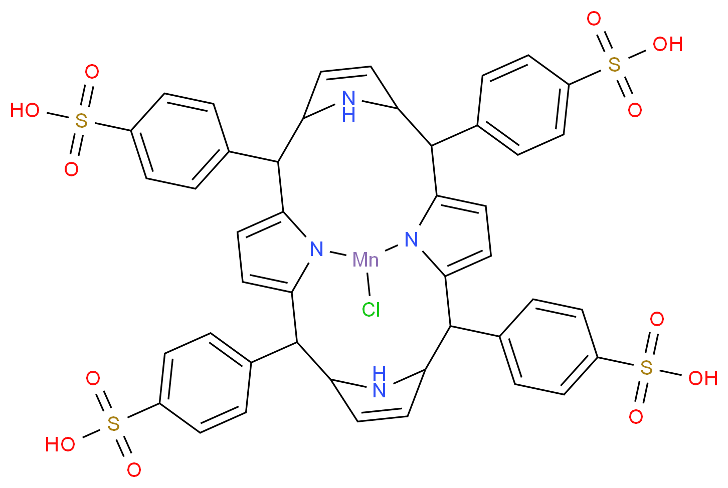 4-[22-chloro-7,12,17-tris(4-sulfophenyl)-21,23,24,25-tetraaza-22-manganahexacyclo[9.9.3.1<sup>3</sup>,<sup>6</sup>.1<sup>1</sup><sup>3</sup>,<sup>1</sup><sup>6</sup>.0<sup>8</sup>,<sup>2</sup><sup>3</sup>.0<sup>1</sup><sup>8</sup>,<sup>2</sup><sup>1</sup>]pentacosa-1(20),4,8,10,14,18-hexaen-2-yl]benzene-1-sulfonic acid_分子结构_CAS_90587-86-3