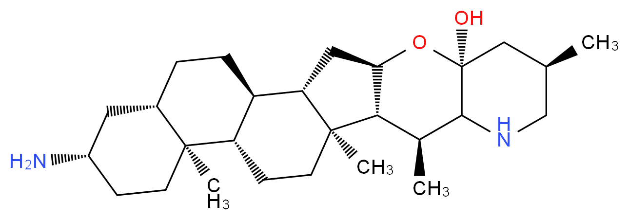 (1S,2R,5S,7S,10S,11S,14S,15R,16S,20R,22S,24R)-7-amino-10,14,16,20-tetramethyl-23-oxa-18-azahexacyclo[12.11.0.0<sup>2</sup>,<sup>1</sup><sup>1</sup>.0<sup>5</sup>,<sup>1</sup><sup>0</sup>.0<sup>1</sup><sup>5</sup>,<sup>2</sup><sup>4</sup>.0<sup>1</sup><sup>7</sup>,<sup>2</sup><sup>2</sup>]pentacosan-22-ol_分子结构_CAS_639-86-1