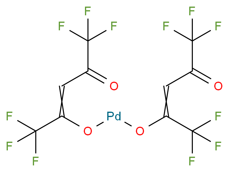 1,1,1,5,5,5-hexafluoro-4-({[(1,1,1,5,5,5-hexafluoro-4-oxopent-2-en-2-yl)oxy]palladio}oxy)pent-3-en-2-one_分子结构_CAS_64916-48-9