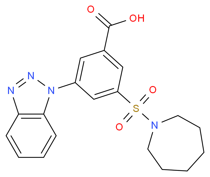 3-(azepan-1-ylsulfonyl)-5-(1H-1,2,3-benzotriazol-1-yl)benzoic acid_分子结构_CAS_)