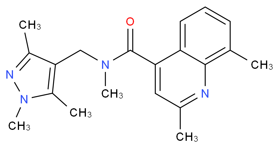 N,2,8-trimethyl-N-[(1,3,5-trimethyl-1H-pyrazol-4-yl)methyl]quinoline-4-carboxamide_分子结构_CAS_)