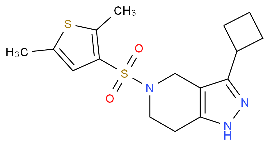 3-cyclobutyl-5-[(2,5-dimethyl-3-thienyl)sulfonyl]-4,5,6,7-tetrahydro-1H-pyrazolo[4,3-c]pyridine_分子结构_CAS_)