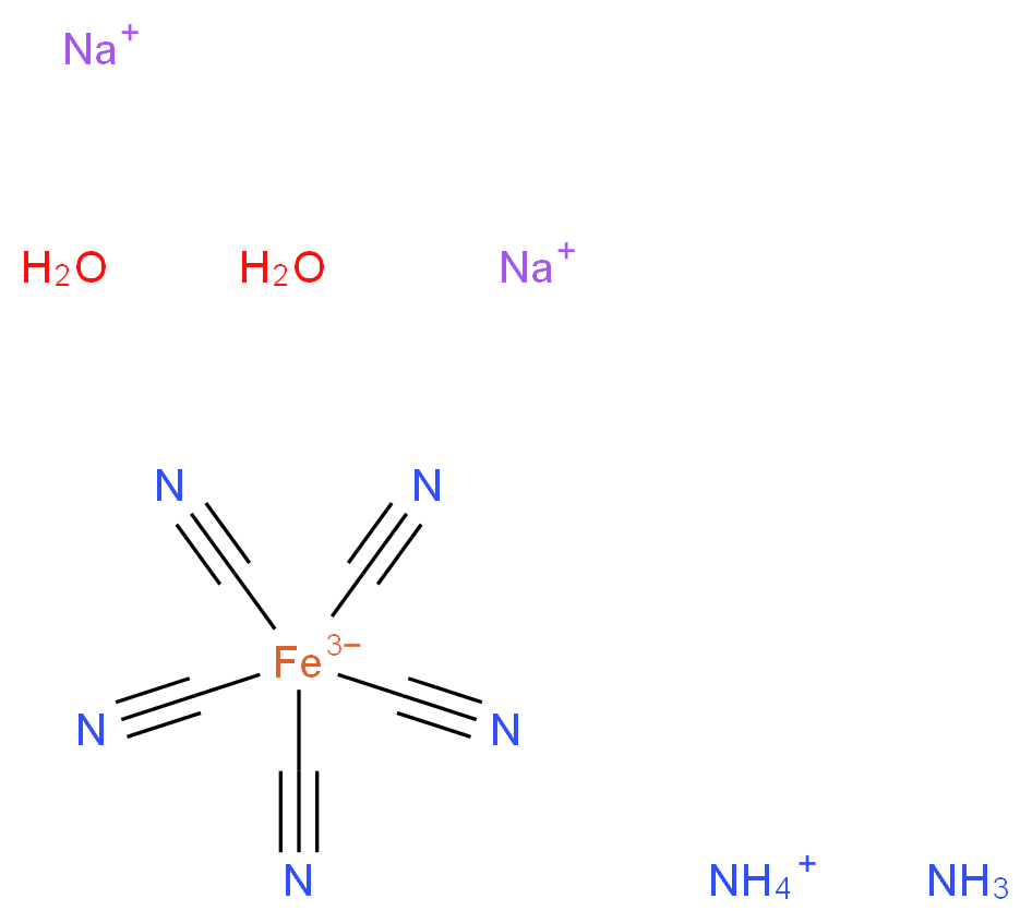 二钠五氰氨络物高铁酸盐铵 二水合物_分子结构_CAS_36682-41-4(anhydrous))