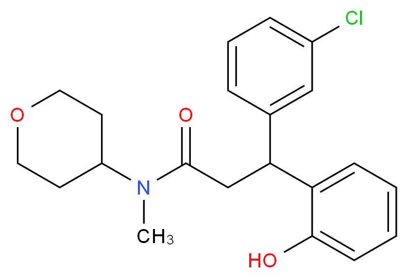 3-(3-chlorophenyl)-3-(2-hydroxyphenyl)-N-methyl-N-(tetrahydro-2H-pyran-4-yl)propanamide_分子结构_CAS_)
