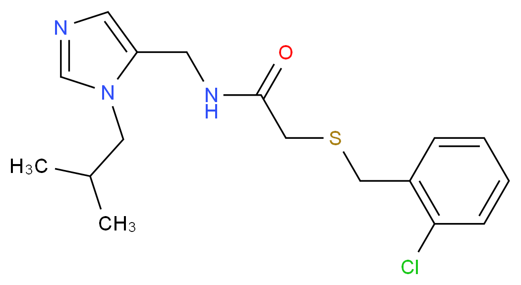 2-[(2-chlorobenzyl)thio]-N-[(1-isobutyl-1H-imidazol-5-yl)methyl]acetamide_分子结构_CAS_)