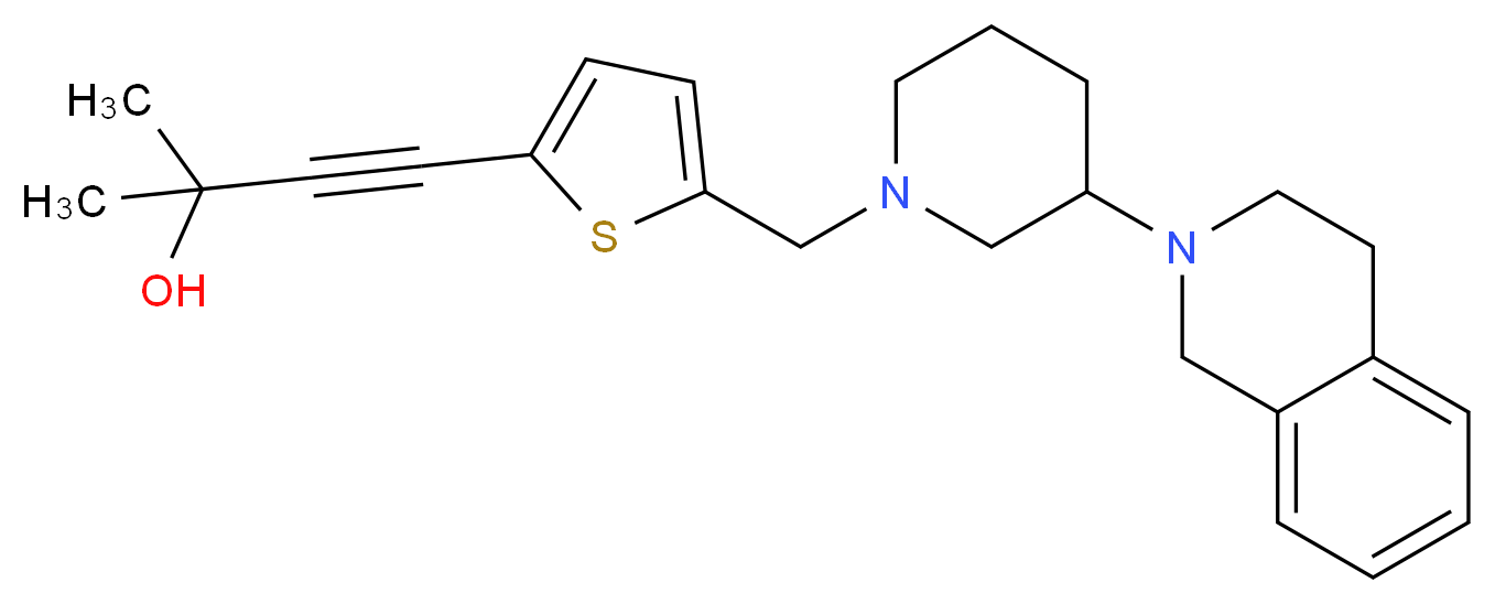4-(5-{[3-(3,4-dihydro-2(1H)-isoquinolinyl)-1-piperidinyl]methyl}-2-thienyl)-2-methyl-3-butyn-2-ol_分子结构_CAS_)