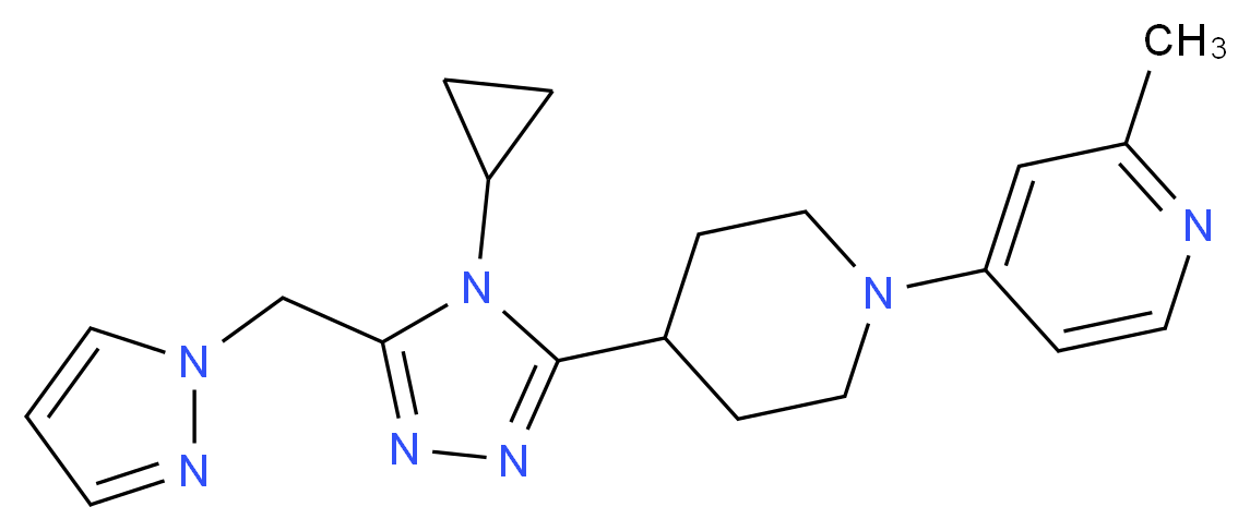 4-{4-[4-cyclopropyl-5-(1H-pyrazol-1-ylmethyl)-4H-1,2,4-triazol-3-yl]piperidin-1-yl}-2-methylpyridine_分子结构_CAS_)