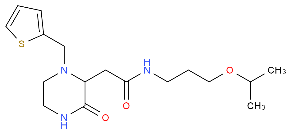 N-(3-isopropoxypropyl)-2-[3-oxo-1-(2-thienylmethyl)-2-piperazinyl]acetamide_分子结构_CAS_)