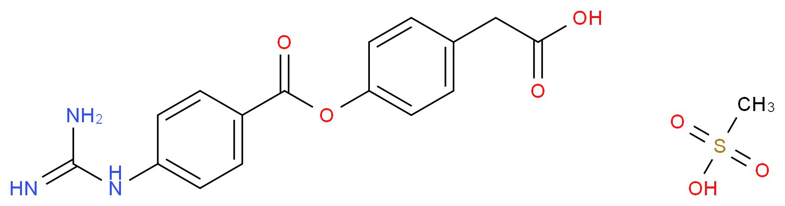 2-[4-(4-carbamimidamidobenzoyloxy)phenyl]acetic acid; methanesulfonic acid_分子结构_CAS_71079-09-9