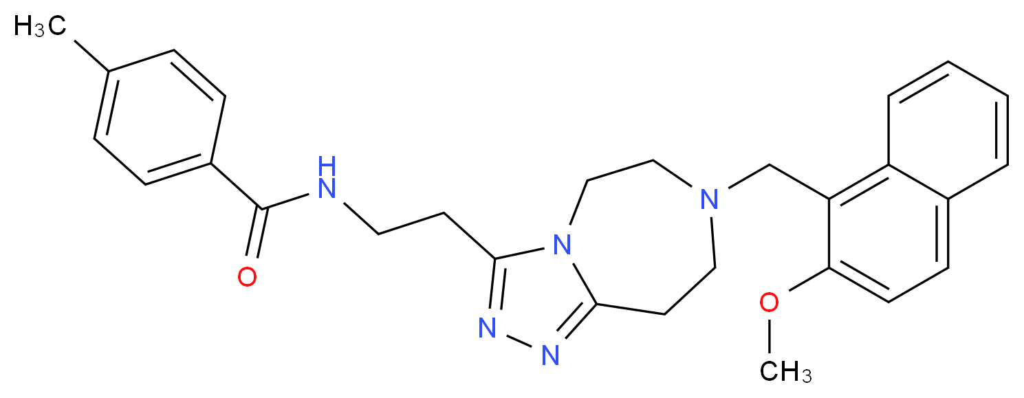 N-(2-{7-[(2-methoxy-1-naphthyl)methyl]-6,7,8,9-tetrahydro-5H-[1,2,4]triazolo[4,3-d][1,4]diazepin-3-yl}ethyl)-4-methylbenzamide_分子结构_CAS_)