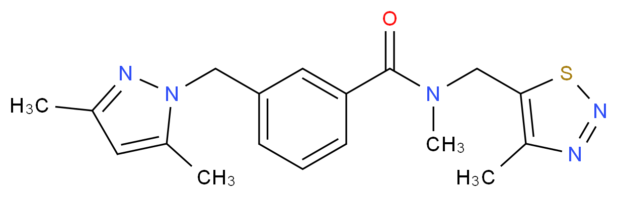 3-[(3,5-dimethyl-1H-pyrazol-1-yl)methyl]-N-methyl-N-[(4-methyl-1,2,3-thiadiazol-5-yl)methyl]benzamide_分子结构_CAS_)