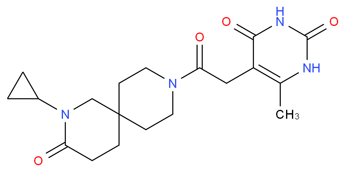 5-[2-(2-cyclopropyl-3-oxo-2,9-diazaspiro[5.5]undec-9-yl)-2-oxoethyl]-6-methylpyrimidine-2,4(1H,3H)-dione_分子结构_CAS_)