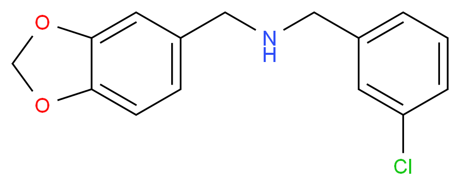 (2H-1,3-benzodioxol-5-ylmethyl)[(3-chlorophenyl)methyl]amine_分子结构_CAS_423736-31-6