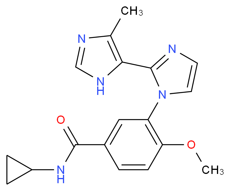 N-cyclopropyl-4-methoxy-3-(5'-methyl-1H,3'H-2,4'-biimidazol-1-yl)benzamide_分子结构_CAS_)