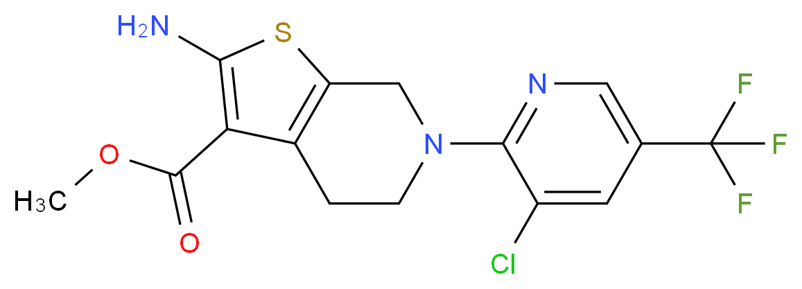 Methyl 2-amino-6-[3-chloro-5-(trifluoromethyl)-2-p yridinyl]-4,5,6,7-tetrahydrothieno[2,3-c] pyridine_分子结构_CAS_)