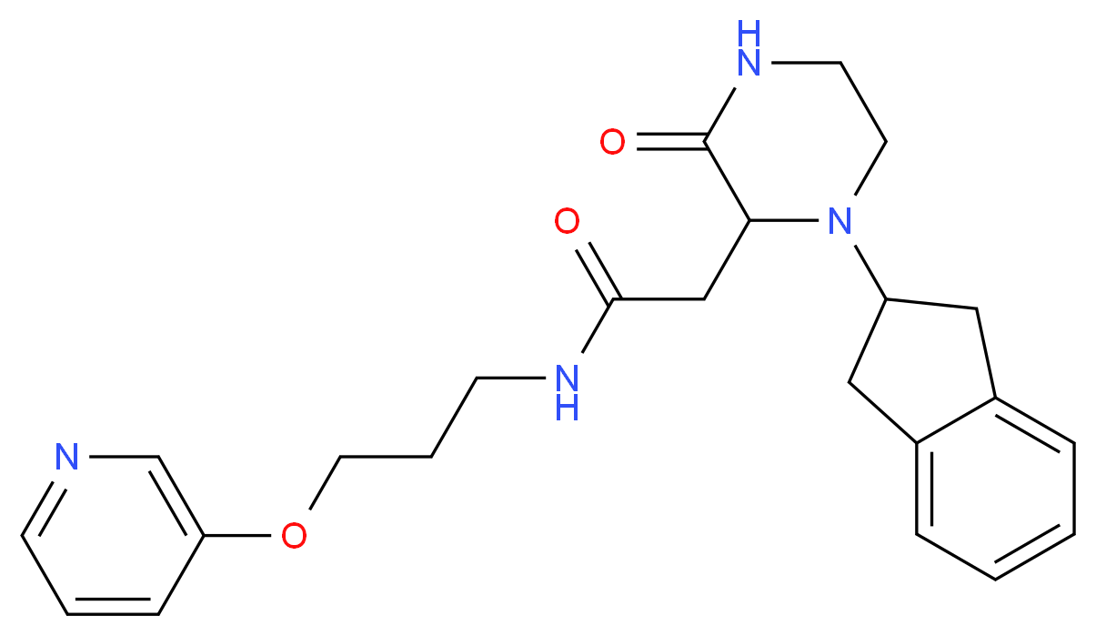 2-[1-(2,3-dihydro-1H-inden-2-yl)-3-oxo-2-piperazinyl]-N-[3-(3-pyridinyloxy)propyl]acetamide_分子结构_CAS_)