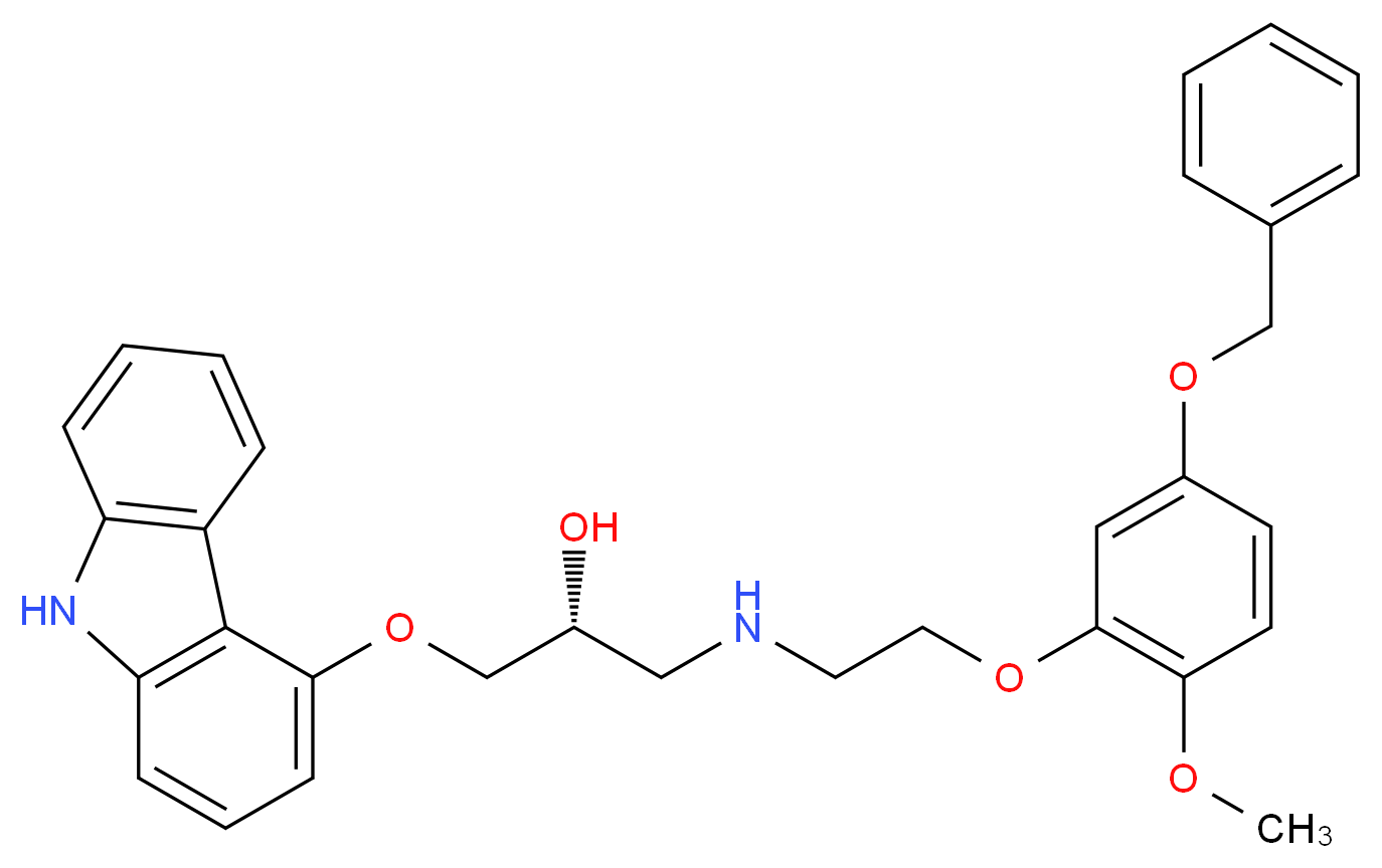 {2-[5-(benzyloxy)-2-methoxyphenoxy]ethyl}[(2R)-3-(9H-carbazol-4-yloxy)-2-hydroxypropyl]amine_分子结构_CAS_1217637-76-7