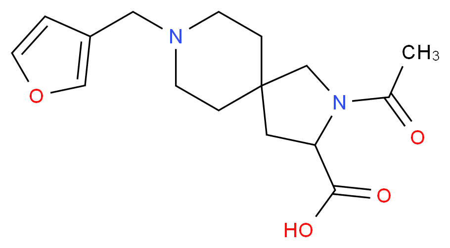 2-acetyl-8-(3-furylmethyl)-2,8-diazaspiro[4.5]decane-3-carboxylic acid_分子结构_CAS_)