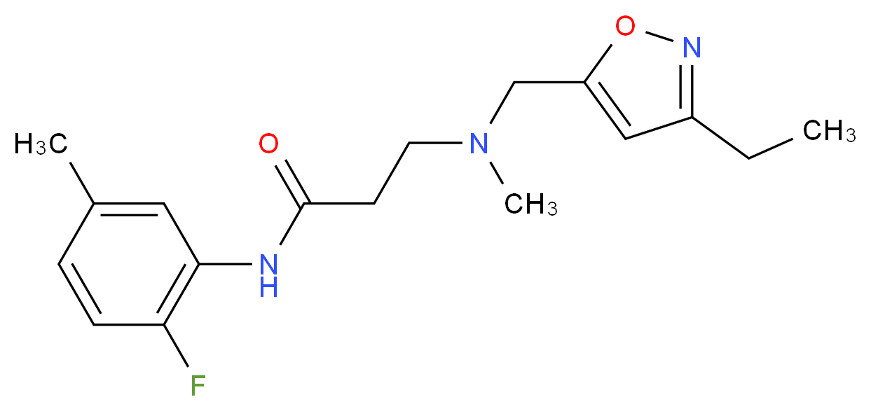 3-[[(3-ethylisoxazol-5-yl)methyl](methyl)amino]-N-(2-fluoro-5-methylphenyl)propanamide_分子结构_CAS_)