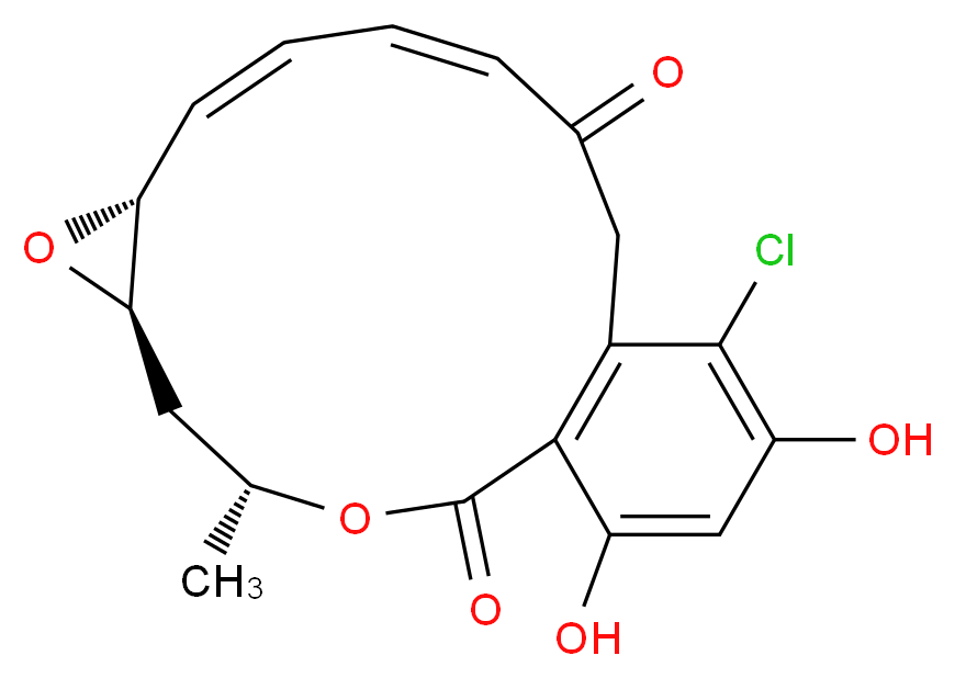 (4R,6R,8R,9Z,11Z)-16-chloro-17,19-dihydroxy-4-methyl-3,7-dioxatricyclo[13.4.0.0<sup>6</sup>,<sup>8</sup>]nonadeca-1(15),9,11,16,18-pentaene-2,13-dione_分子结构_CAS_12772-57-5