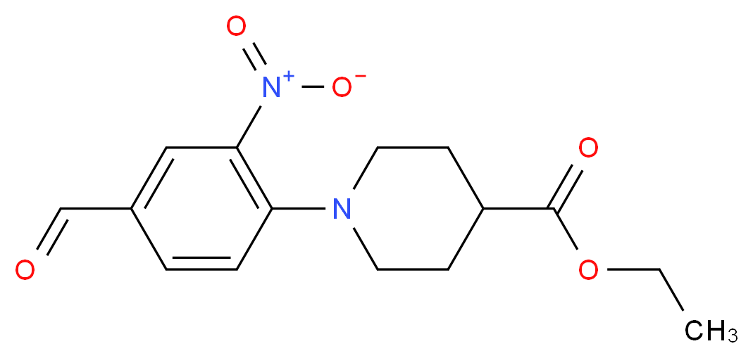 Ethyl 1-(4-formyl-2-nitrophenyl)-4-piperidinecarboxylate_分子结构_CAS_885949-64-4)