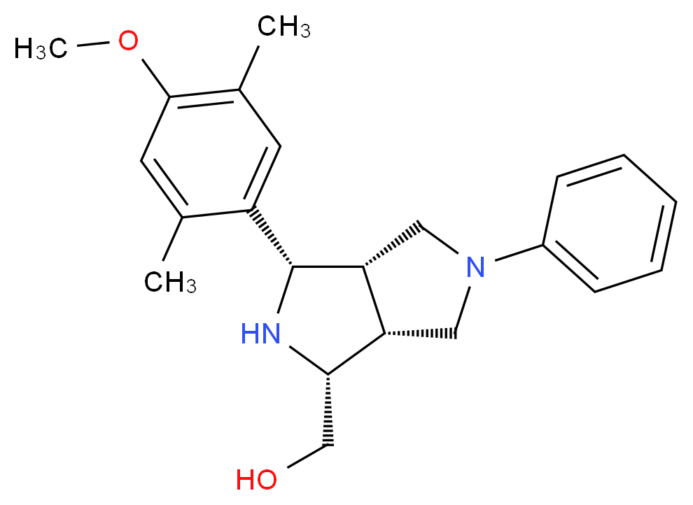 [(1R*,3S*,3aS*,6aR*)-3-(4-methoxy-2,5-dimethylphenyl)-5-phenyloctahydropyrrolo[3,4-c]pyrrol-1-yl]methanol_分子结构_CAS_)