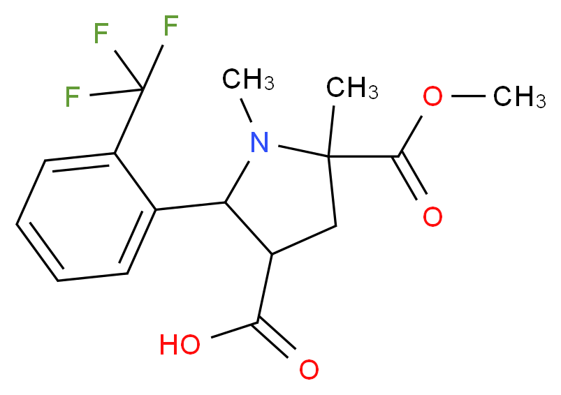 1,5-Dimethyl-5-(methoxycarbonyl)-2-[2-(trifluoromethyl)phenyl]pyrrolidine-3-carboxylic acid_分子结构_CAS_)