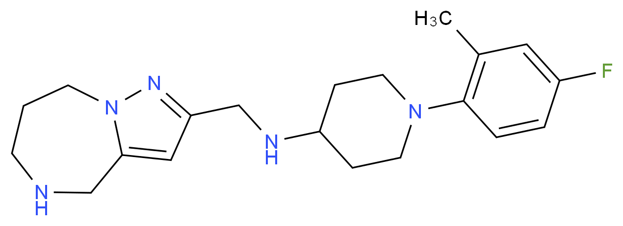 1-(4-fluoro-2-methylphenyl)-N-(5,6,7,8-tetrahydro-4H-pyrazolo[1,5-a][1,4]diazepin-2-ylmethyl)piperidin-4-amine_分子结构_CAS_)