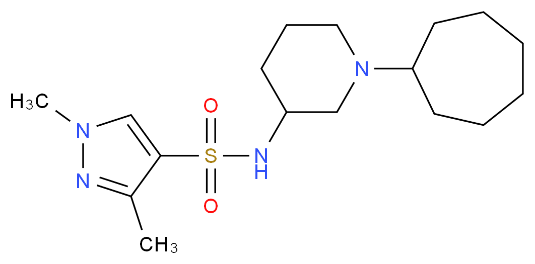 N-(1-cycloheptyl-3-piperidinyl)-1,3-dimethyl-1H-pyrazole-4-sulfonamide_分子结构_CAS_)