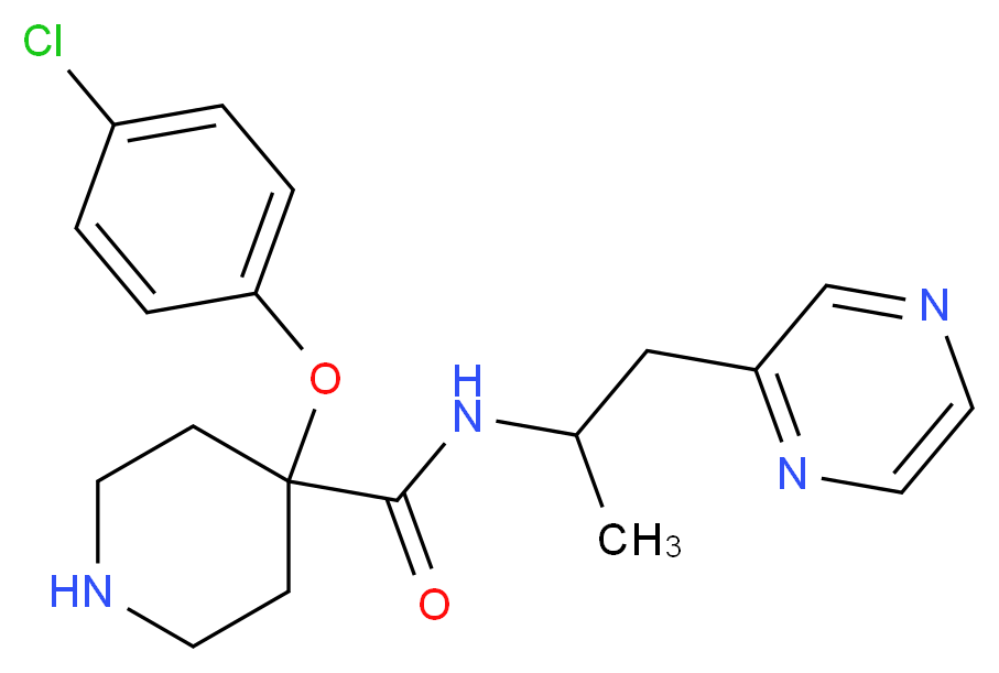 4-(4-chlorophenoxy)-N-(1-methyl-2-pyrazin-2-ylethyl)piperidine-4-carboxamide_分子结构_CAS_)