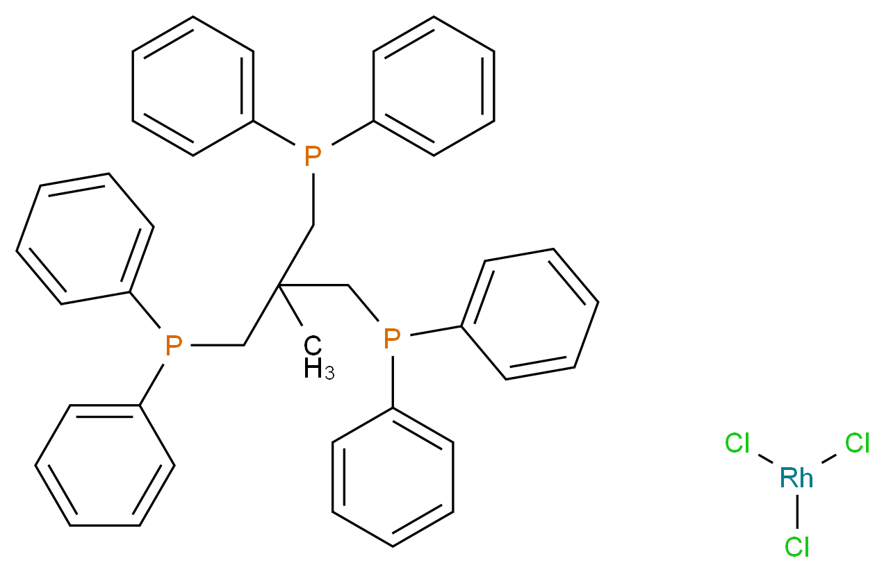 三氯[1,1,1-三(二苯基膦基甲基)乙烷]铑(III)_分子结构_CAS_62792-06-7)