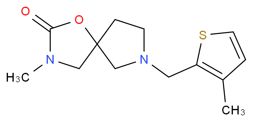 3-methyl-7-[(3-methyl-2-thienyl)methyl]-1-oxa-3,7-diazaspiro[4.4]nonan-2-one_分子结构_CAS_)