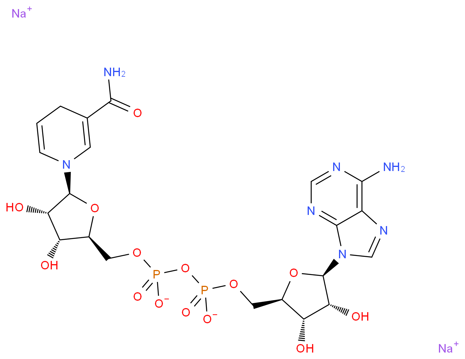 还原型 β-烟酰胺腺嘌呤二核苷酸 二钠盐_分子结构_CAS_606-68-8)