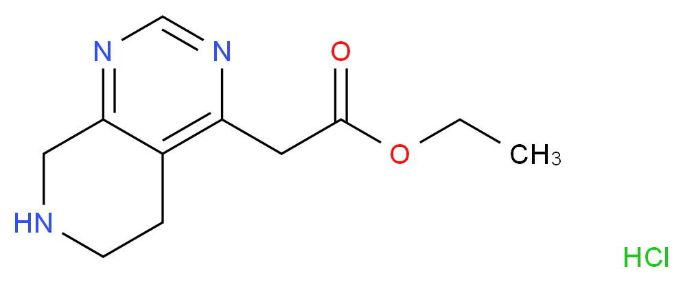 Ethyl 2-(5,6,7,8-tetrahydropyrido[3,4-d]pyrimidin-4-yl)acetate hydrochloride_分子结构_CAS_1187830-52-9)