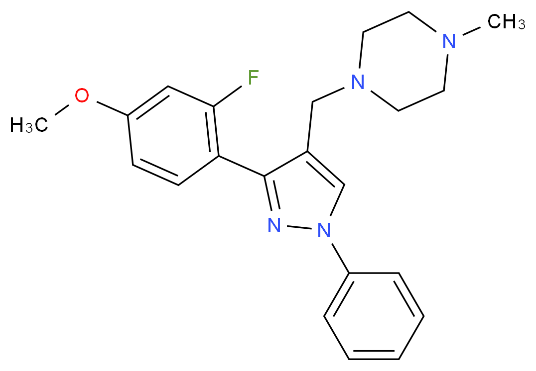1-{[3-(2-fluoro-4-methoxyphenyl)-1-phenyl-1H-pyrazol-4-yl]methyl}-4-methylpiperazine_分子结构_CAS_)