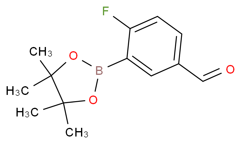 4-fluoro-3-(tetramethyl-1,3,2-dioxaborolan-2-yl)benzaldehyde_分子结构_CAS_1112208-82-8